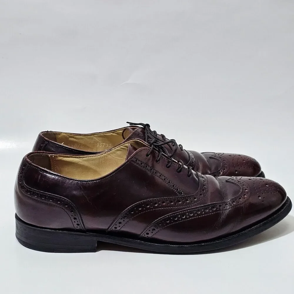 Bostonian  Mens Impression‎ 8.5 D/B Burgundy Leather Oxford Wing Tip Dress Shoes
